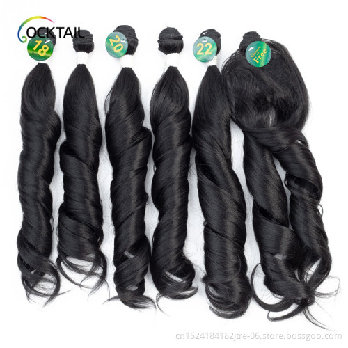 Imported japanese fiber angels hair synthetic weaves, black elegant korea heat resistant fiber synthetic hair weave in stock